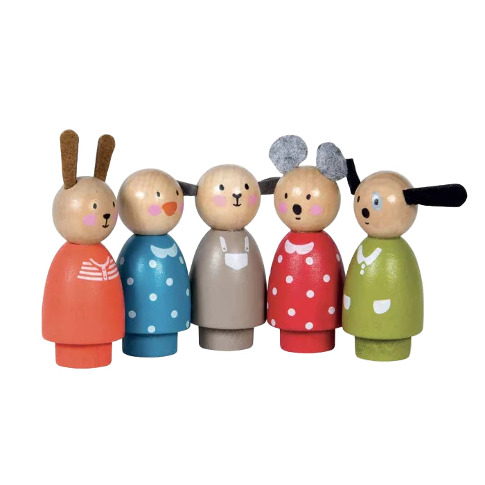 Set of 5 wooden figures
