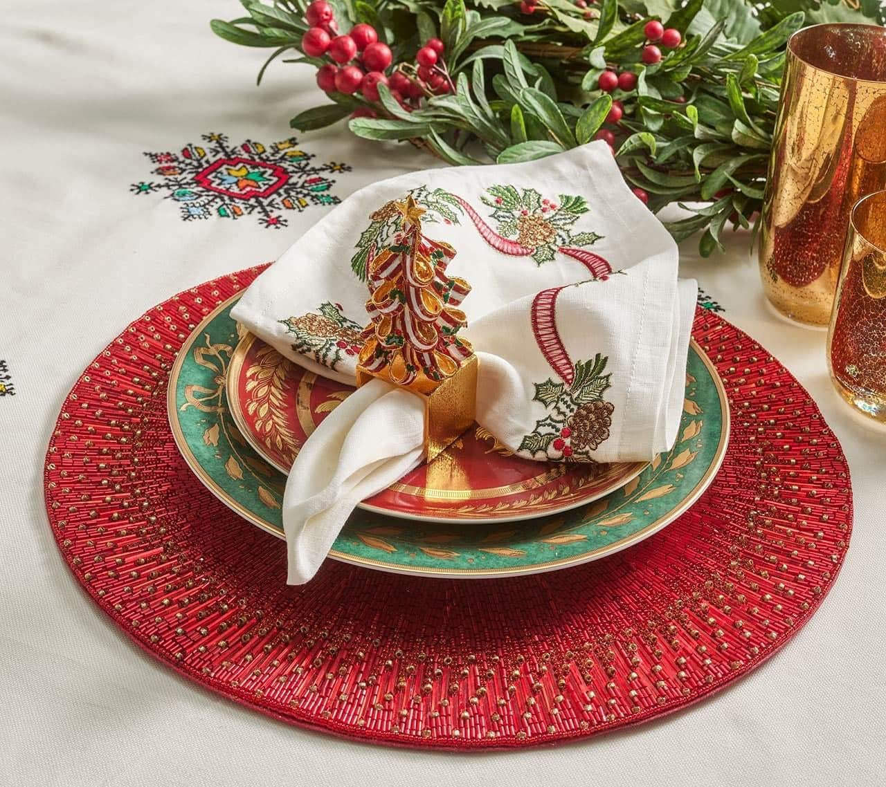 Holiday Tree Napkin Ring - Set of 4