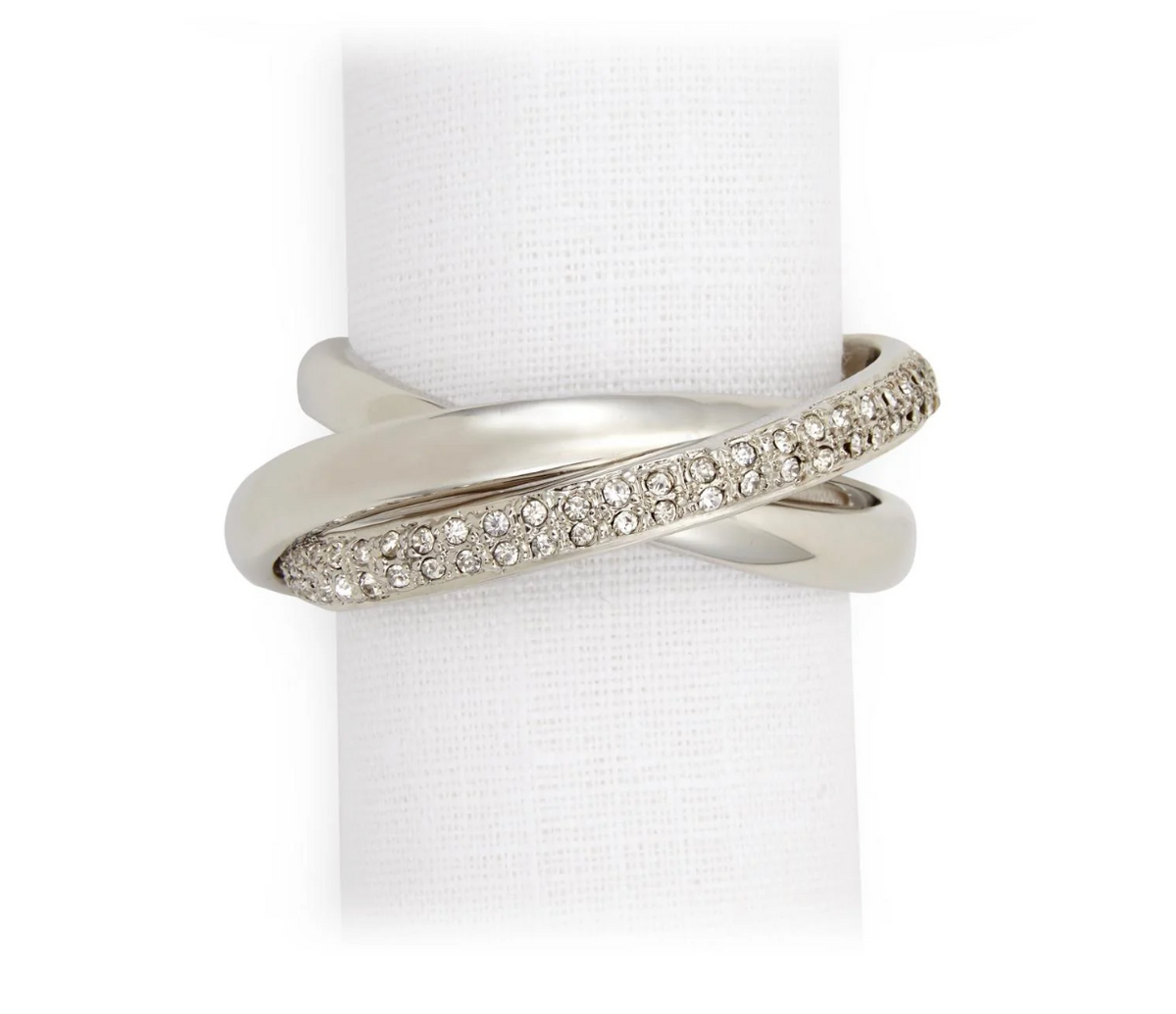Three Ring Crystal Jewels Napkin Rings - Set Of 4