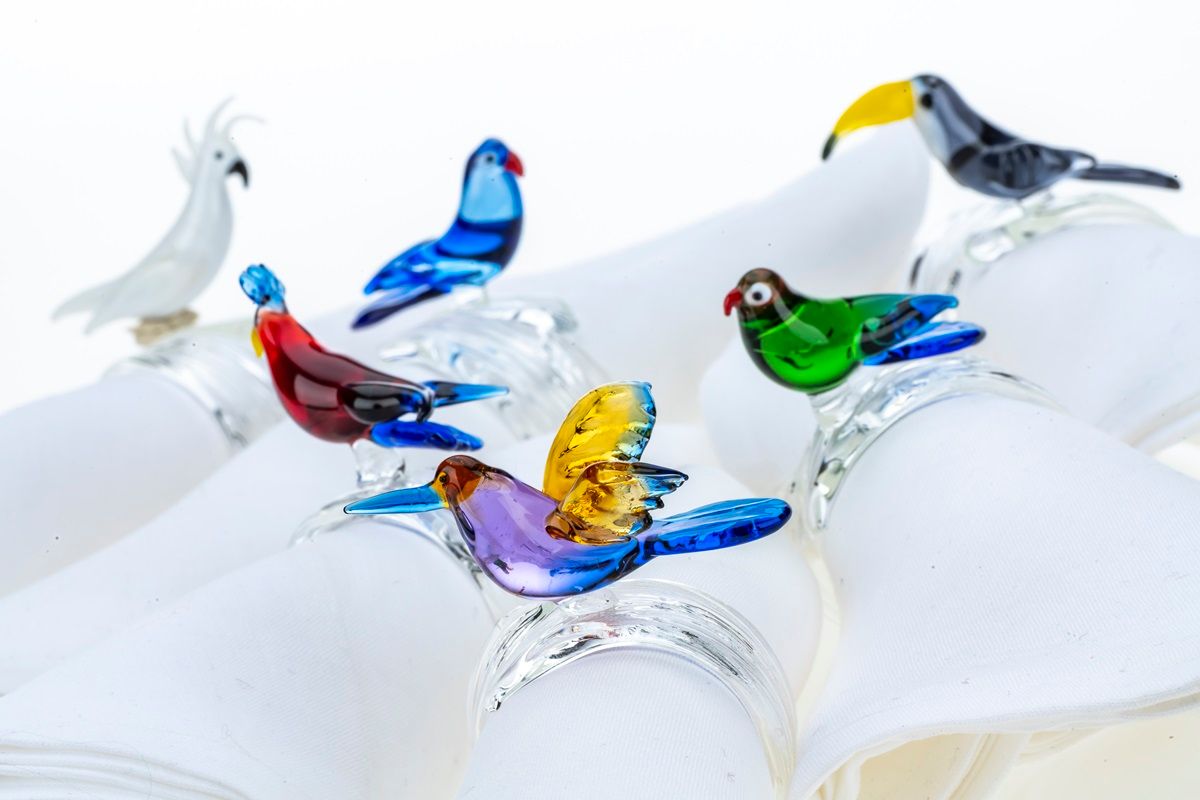 Tropical Birds Napkin Rings (Set of 5)