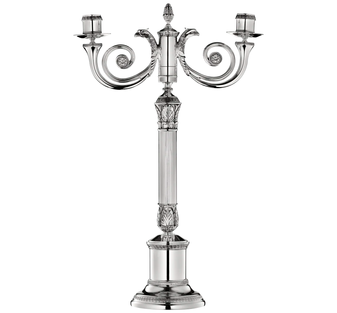 Malmaison Silver Plated Two Light Candelabra