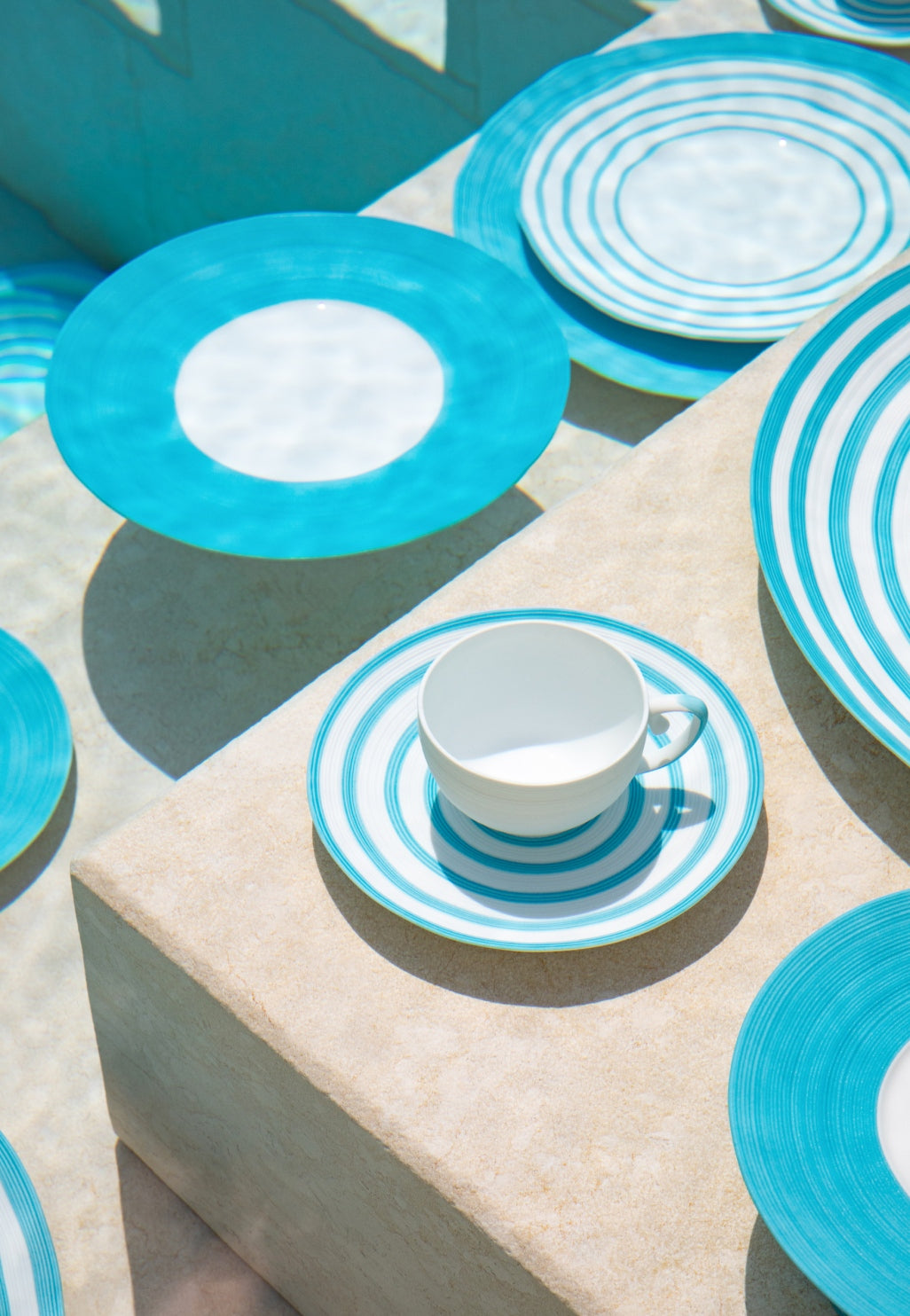 Hémisphère Turquoise Striped Dessert Plate