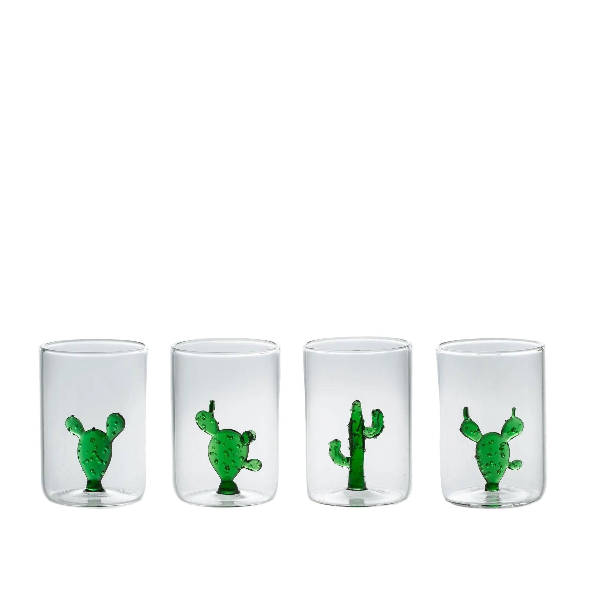 Green Cactus Glasses (Set of 4)