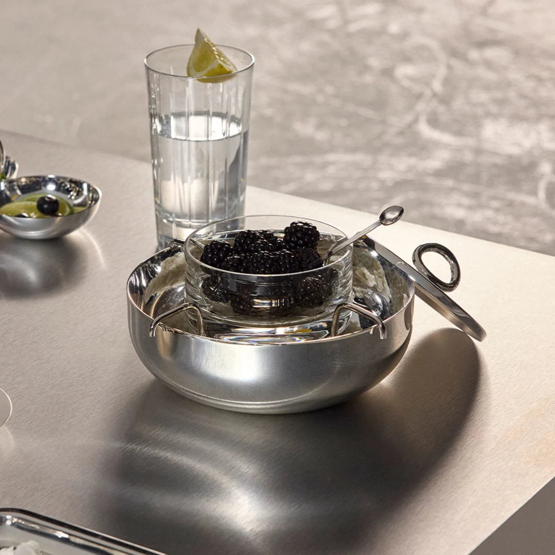 Vertigo Small Silver-Plated Caviar Serving Set