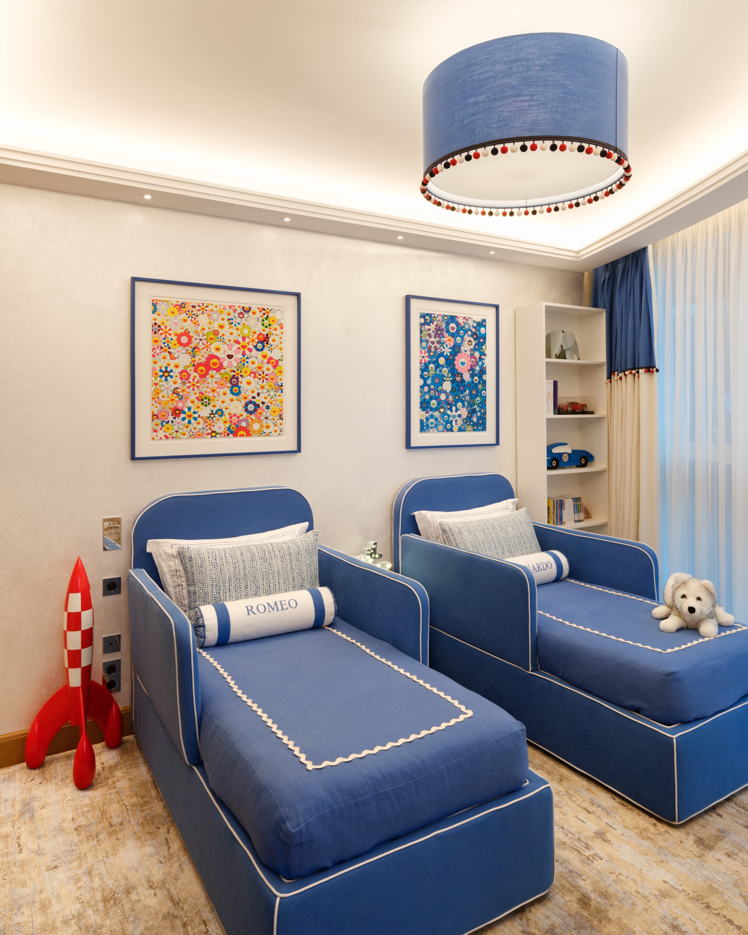 Bright Blue Twin Bedroom