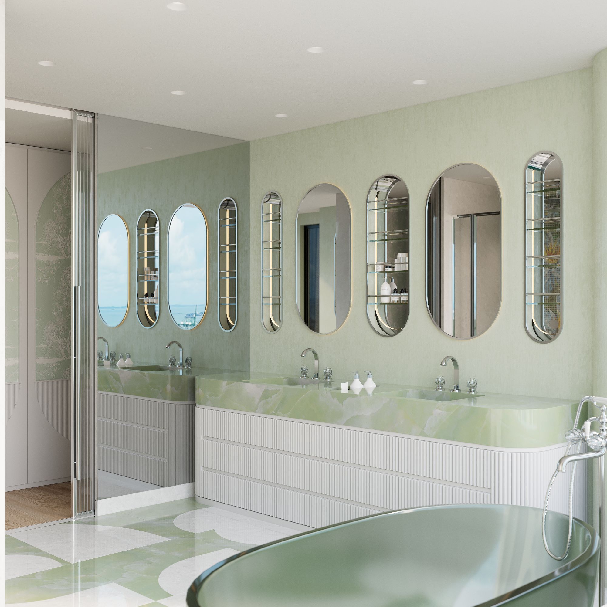 Contemporary Green Bathroom