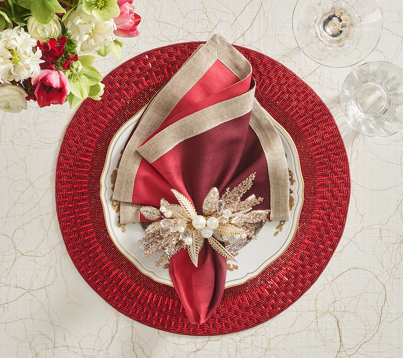 Gilded Spray Napkin Ring - Set of 4