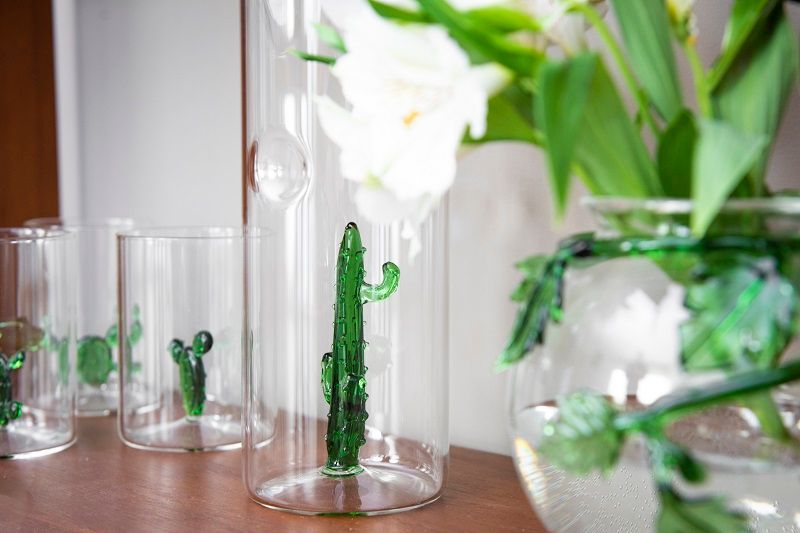 Green Cactus Glasses (Set of 4)