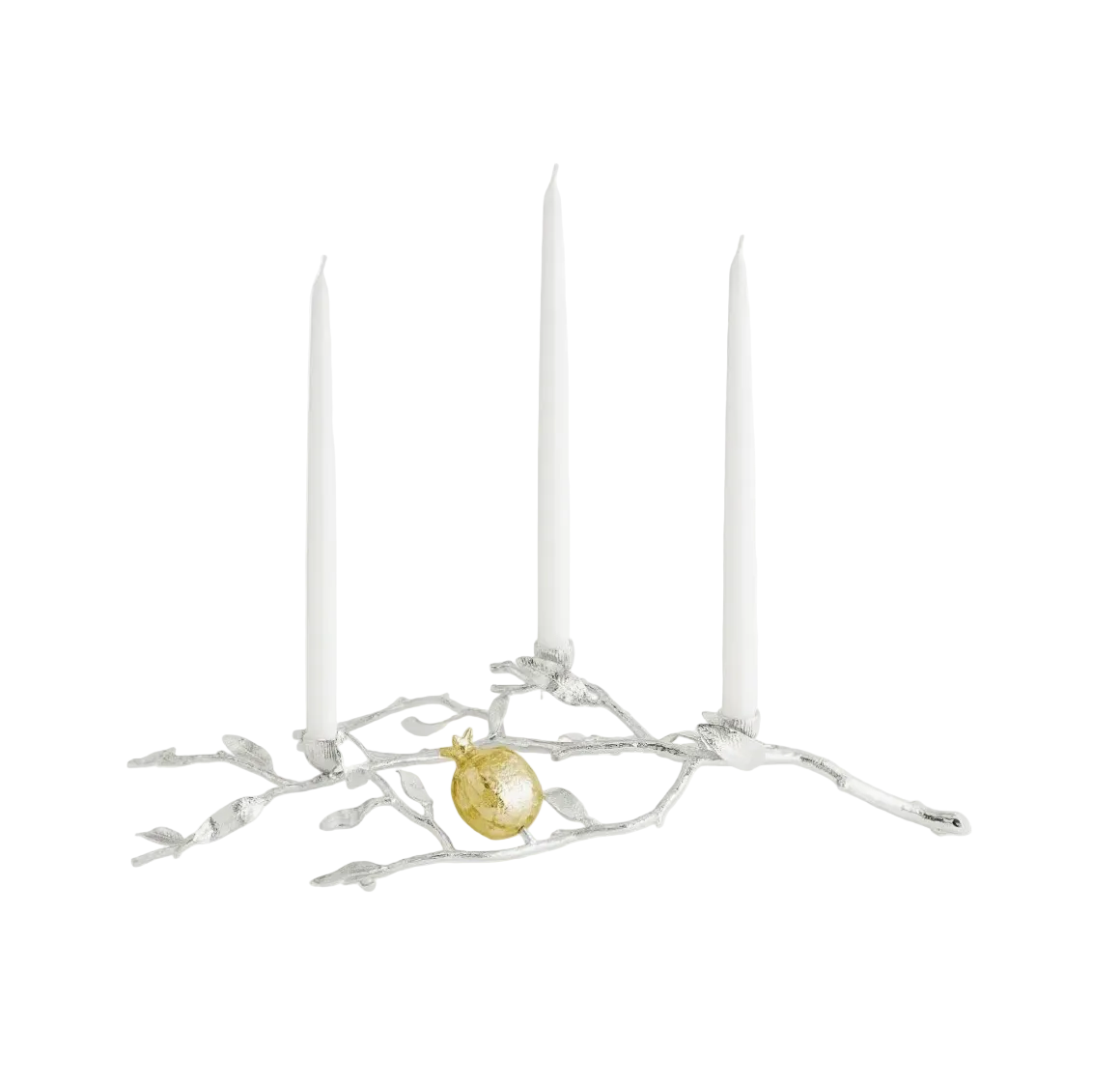 Pomegranate Silver & Gold Low Candleholders