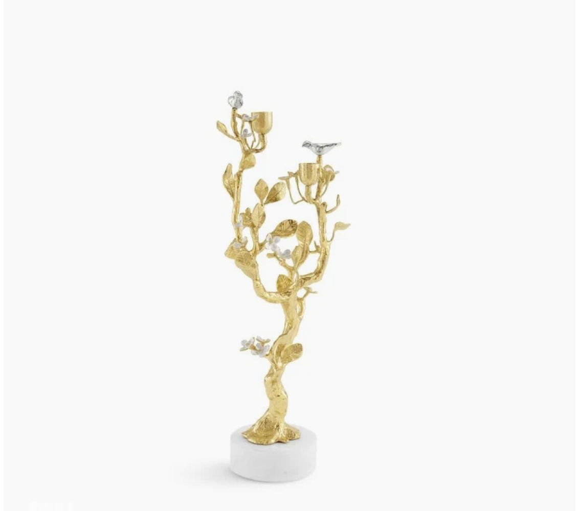 Lovebirds Silver & Gold  Candleholders - Set of 2