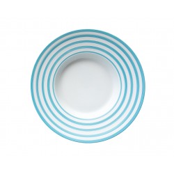 Hémisphère Turquoise Rimmed Striped Soup Plate
