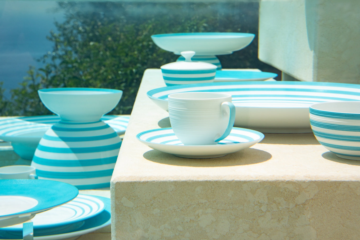 Hémisphère Turquoise Striped Coffee Cup