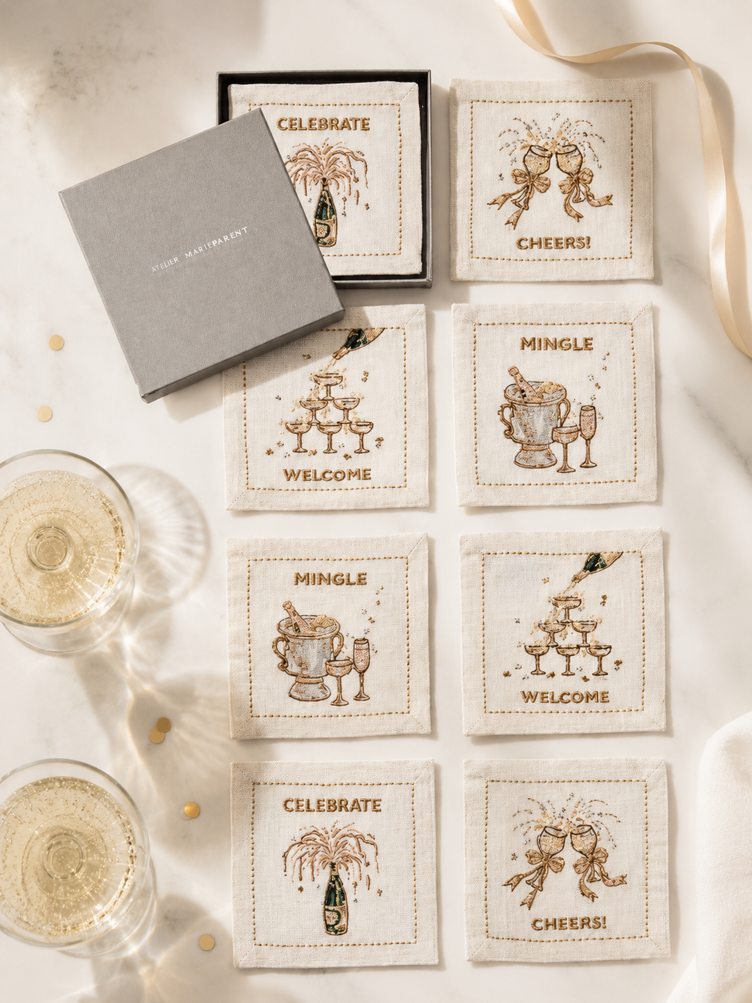 Cocktail Coaster Cheers - Set of 8