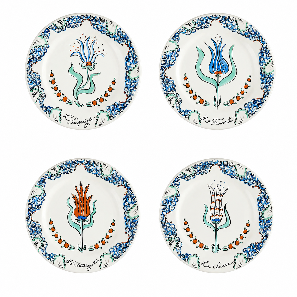 Set of 4 assorted dessert plates - La Favorite