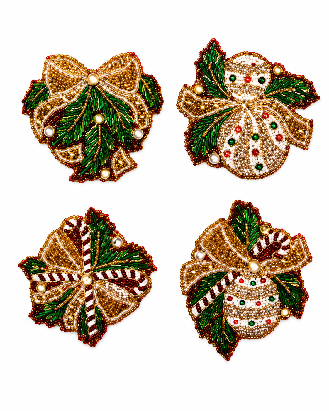 Candy Cane Bow Coaster - Set of 4