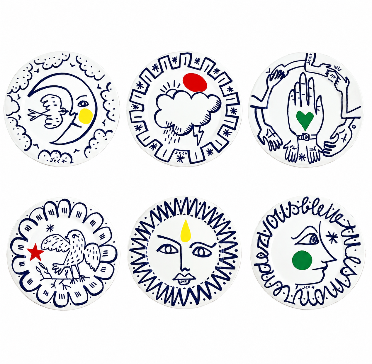 Set of 6 assorted dinner plates - L'Archipel Sentimental