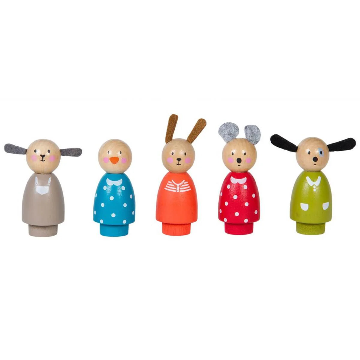 Set of 5 wooden figures