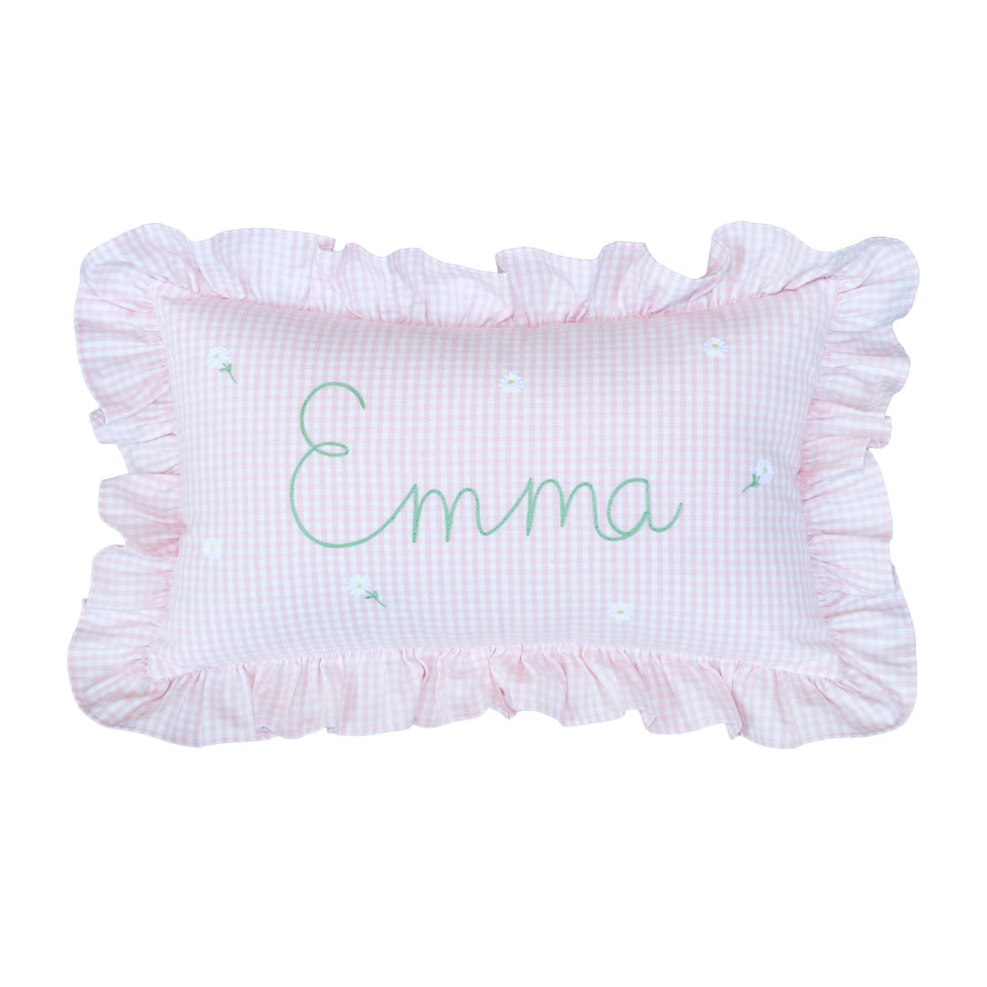 Your Name - Vichy & Flower Pillow