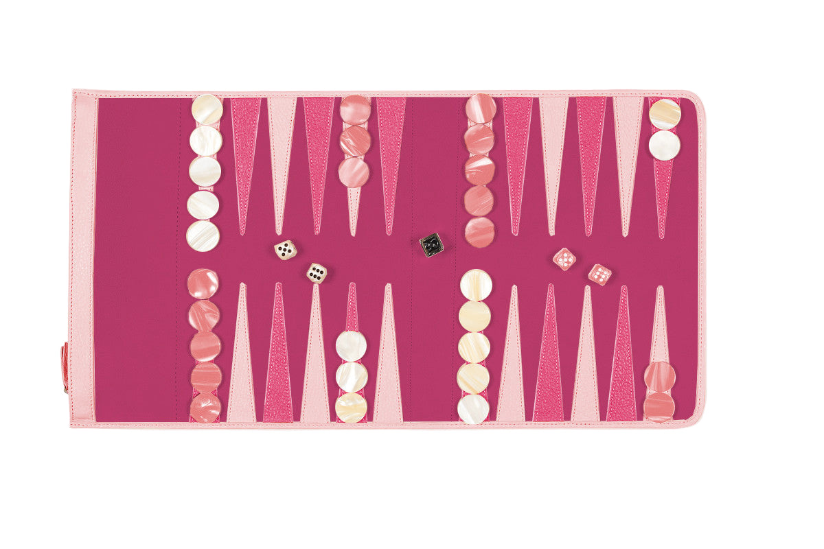 Backgammon Travel Set Pink